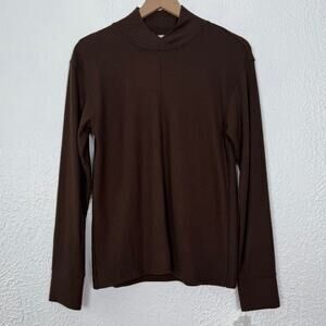 Haven Well Within Ribbed Mock Neck Long Sleeve Top Brown Size Medium NWT